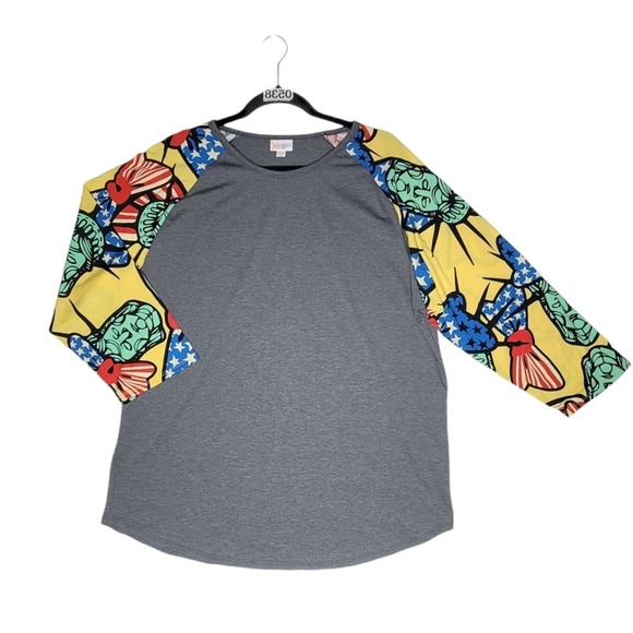 LuLaRoe Americana Randy Tee Rare Unicorn HTF Bows - Picture 2 of 6